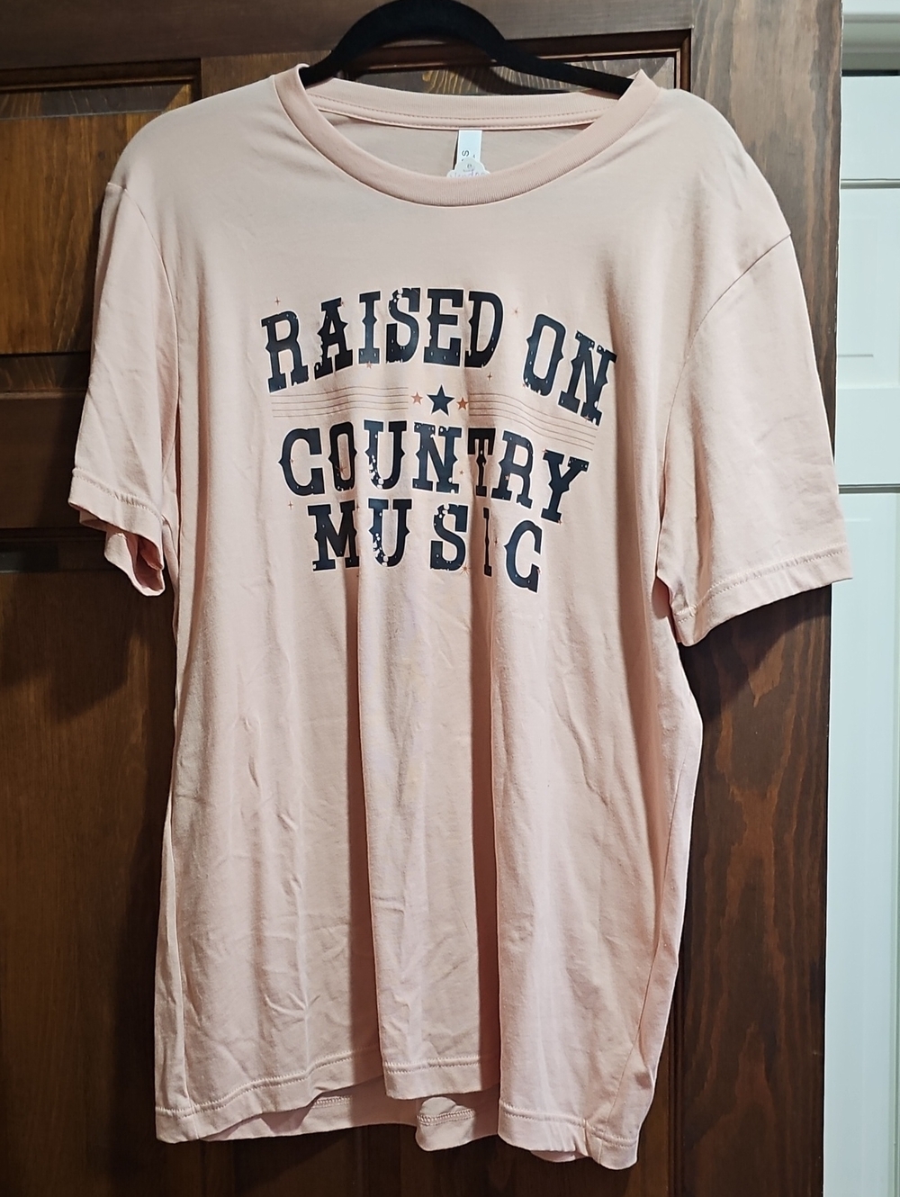 Bella Canvas Peach Short Sleeve Tee "Raised On Country Music" Size Xl